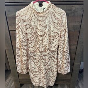 Elegant Cream and Gold Women's Dress
